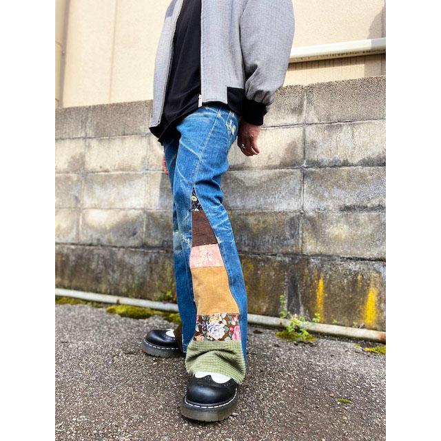 リメイクヒッピーデニム ペイント パッチワーク レディース メンズ