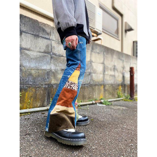 リメイクヒッピーデニム ペイント パッチワーク レディース メンズ