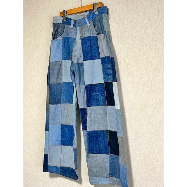 パッチワークデザイン デニムパンツ　リメイク GZ-PWD5P 15oz リメイクジーンズ パッチワーク - 倉敷美観地区