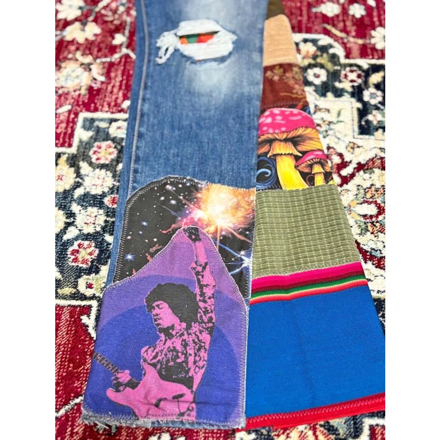 リメイクヒッピーデニム ペイント パッチワーク レディース メンズ