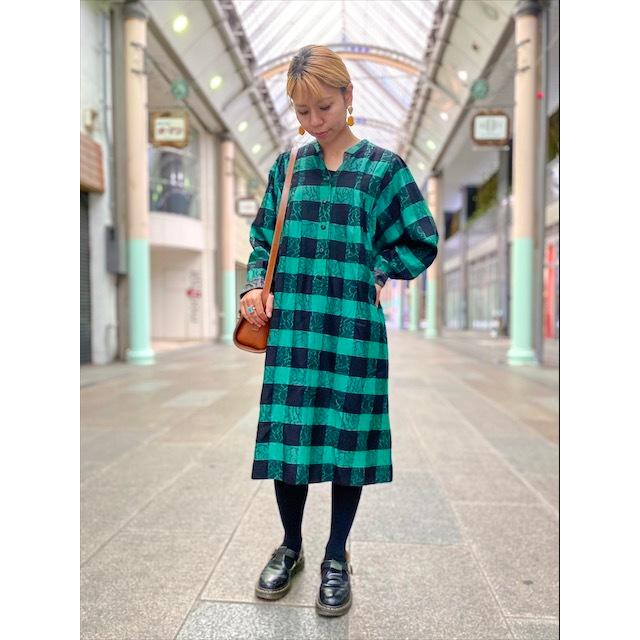 ワンピース レディース レトロ 古着 ヒッピー ロック 長袖 膝丈