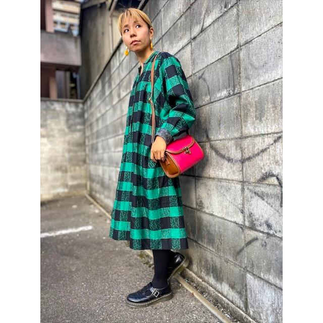 ワンピース レディース レトロ 古着 ヒッピー ロック 長袖 膝丈