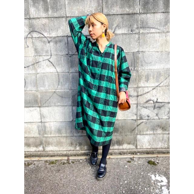 ワンピース レディース レトロ 古着 ヒッピー ロック 長袖 膝丈