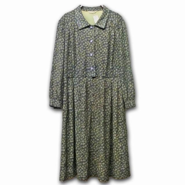 ワンピース レディース レトロ 古着 長袖 膝丈 60年代 70年代 小花 