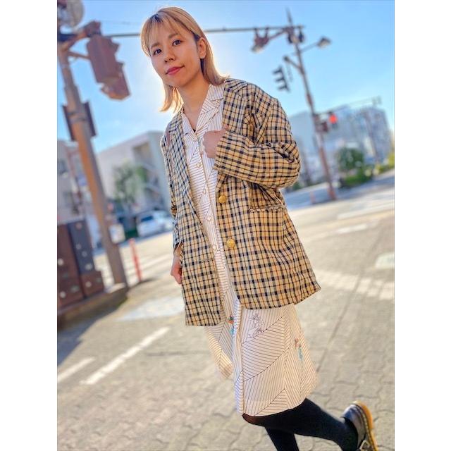 ARROW / 70s/スポーツジャケット/レーシングジャケット/ポリエステル/ベージュ/チェック/Vintage ジャケット レディース レトロ 古着 60年代 70年代 ファッション