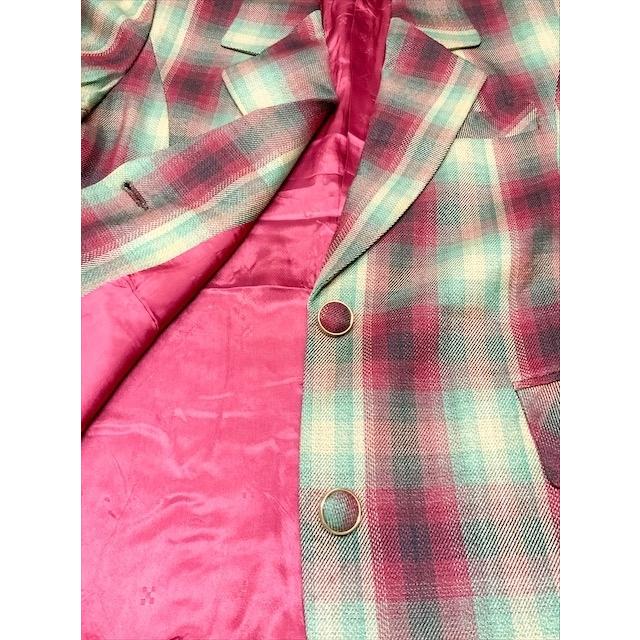 ヴィンテージ レトロ古着 バロック調総柄シャツジャケット シアー感 七分袖 緑系 ヴィンテージ レトロ古着 バロック調総柄シャツジャケット