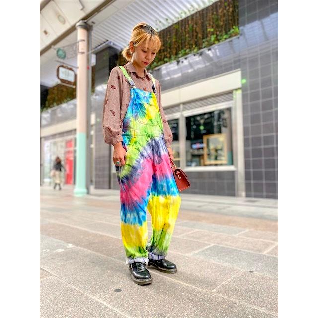 オリジナル柄サロペット w closet サロペット オーバーオール 花柄サロペット レディース