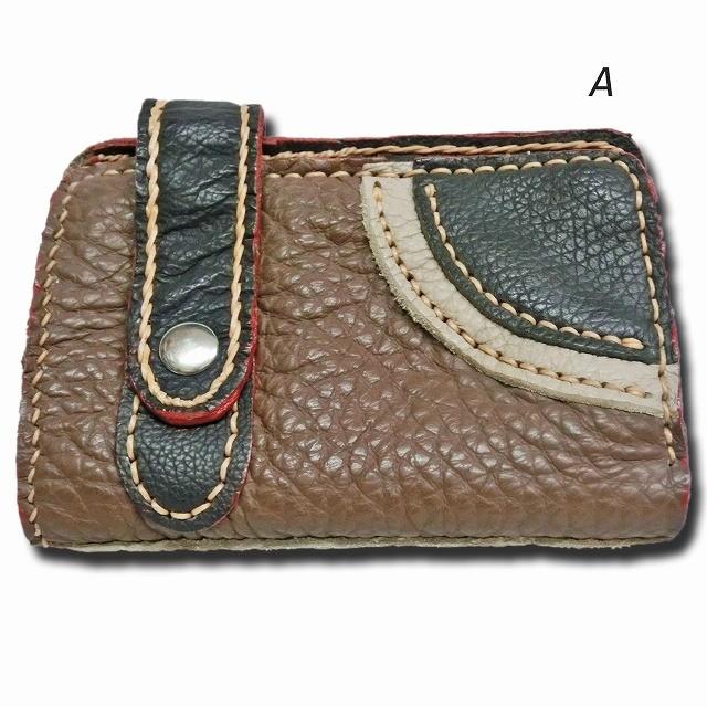 レザー二つ折り財布☆パッチワーク【全3色】 : 旅空 tabisora