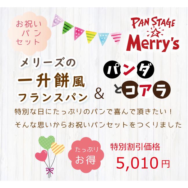 お祝い パンセット 一升餅 風フランスパンと パンダとコアラ 1歳祝い