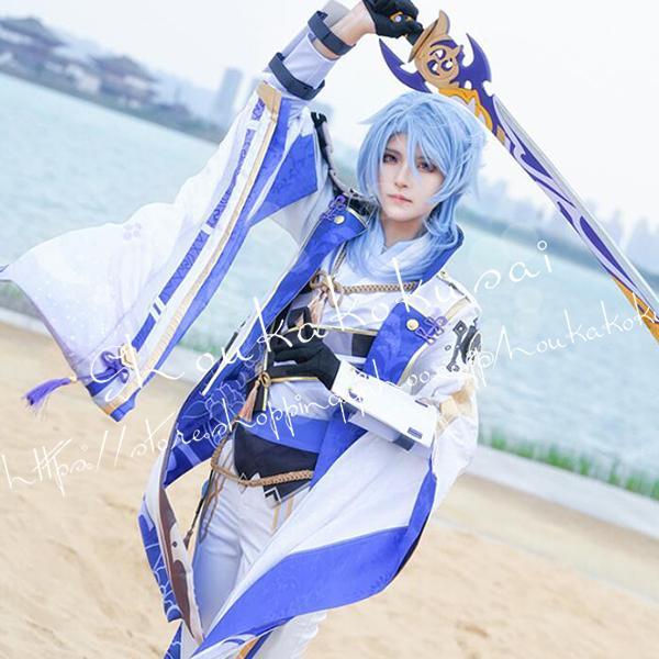 原神げんしん風 genshin 神里綾人 コスプレ衣装 ウィッグ cos靴 道具刀cosplayパーティー変装仮装コスチューム cos靴 写真参照 予めご了承ください