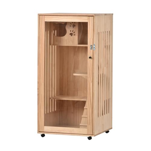 【最終】 猫 ケージ キャットケージ 3段 木製フレーム 広々 大型 猫ゲージ 高おしゃれ キャットハウス ネコ ハウス 多段 留守番 保護 脱走防止 多頭飼い 【1659910840】(10250円)