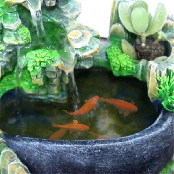 LED照明付き 水槽用模型 噴水オブジェ アクアリウム 造形 水槽 オフィス 卓上 装飾 デスク LED ライト