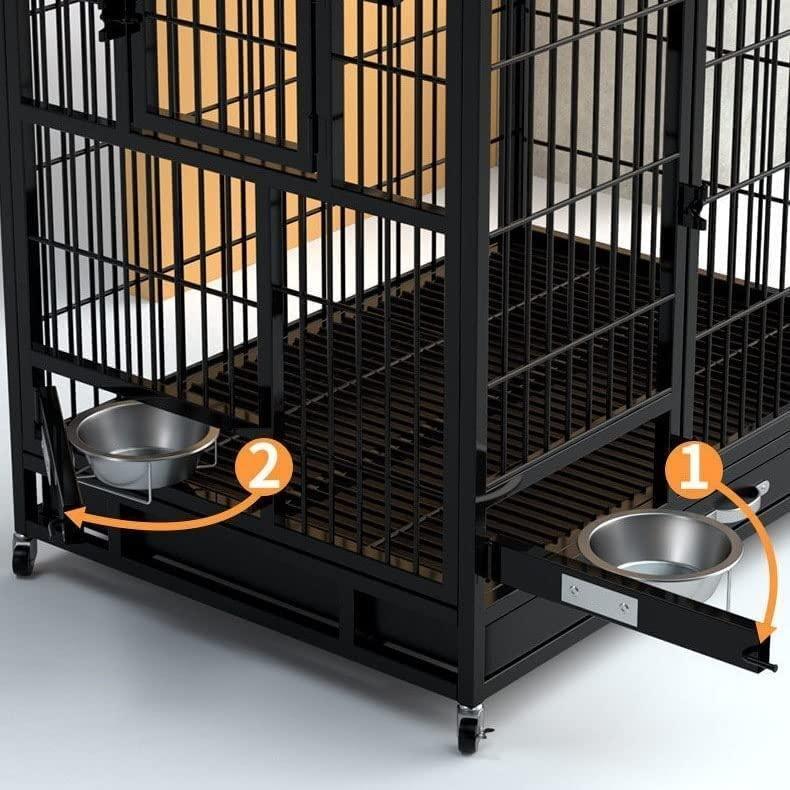 犬サークル ペットケージ 鉄製の犬用ケージ、頑丈なロック付きの脱出防止犬小屋、両開きドア、取り外し可能なトレイ室内犬小屋 ，金属製の犬用ケージクレート 