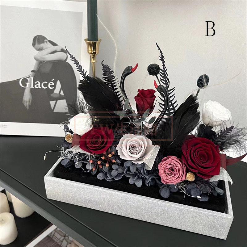 プリザーブドフラワー花白いバラのアレンジ白鳥の湖ホワイトスワン 結婚祝い お見舞い 記念日 プレゼント