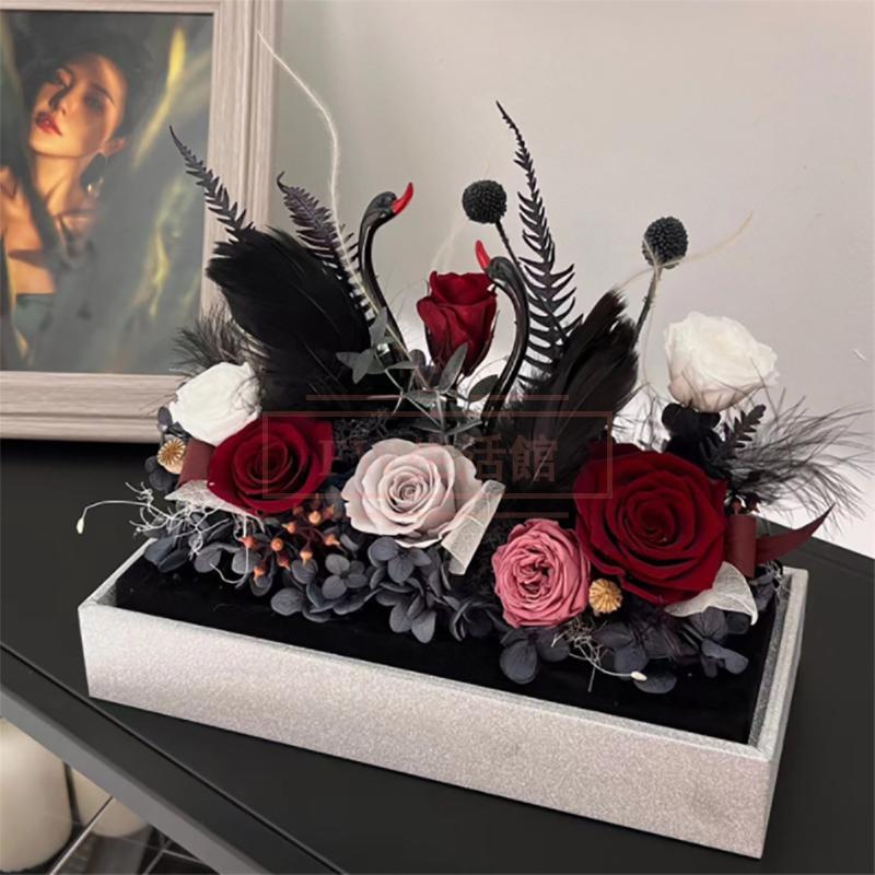 プリザーブドフラワー花白いバラのアレンジ白鳥の湖ホワイトスワン 結婚祝い お見舞い 記念日 プレゼント