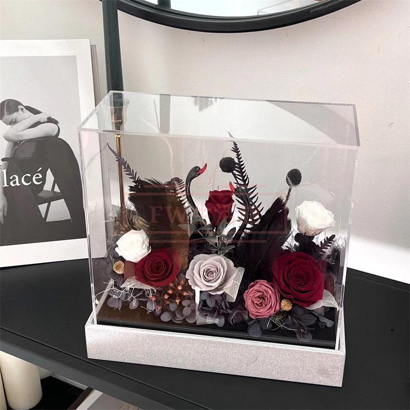 プリザーブドフラワー花白いバラのアレンジ白鳥の湖ホワイトスワン 結婚祝い お見舞い 記念日 プレゼント