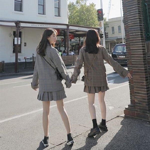 レビュー高評価 セットアップレディース高校生10代20代ファッション長袖春秋韓国ジャケットスカート2点セット上下セットチェックカジュアルかわいい4760 在庫限りの大特価 品質安心 今だけ 収納便利 お買い得プライス 冬物 セットアップレディース高校生10代20代ファッション長袖春秋韓国