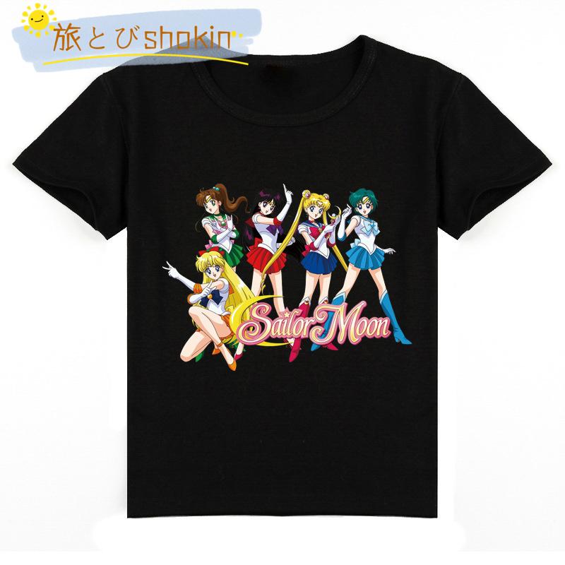 美少女戦士セーラームーン 子供服 半袖Tシャツ 女の子 男の子 丸い襟  