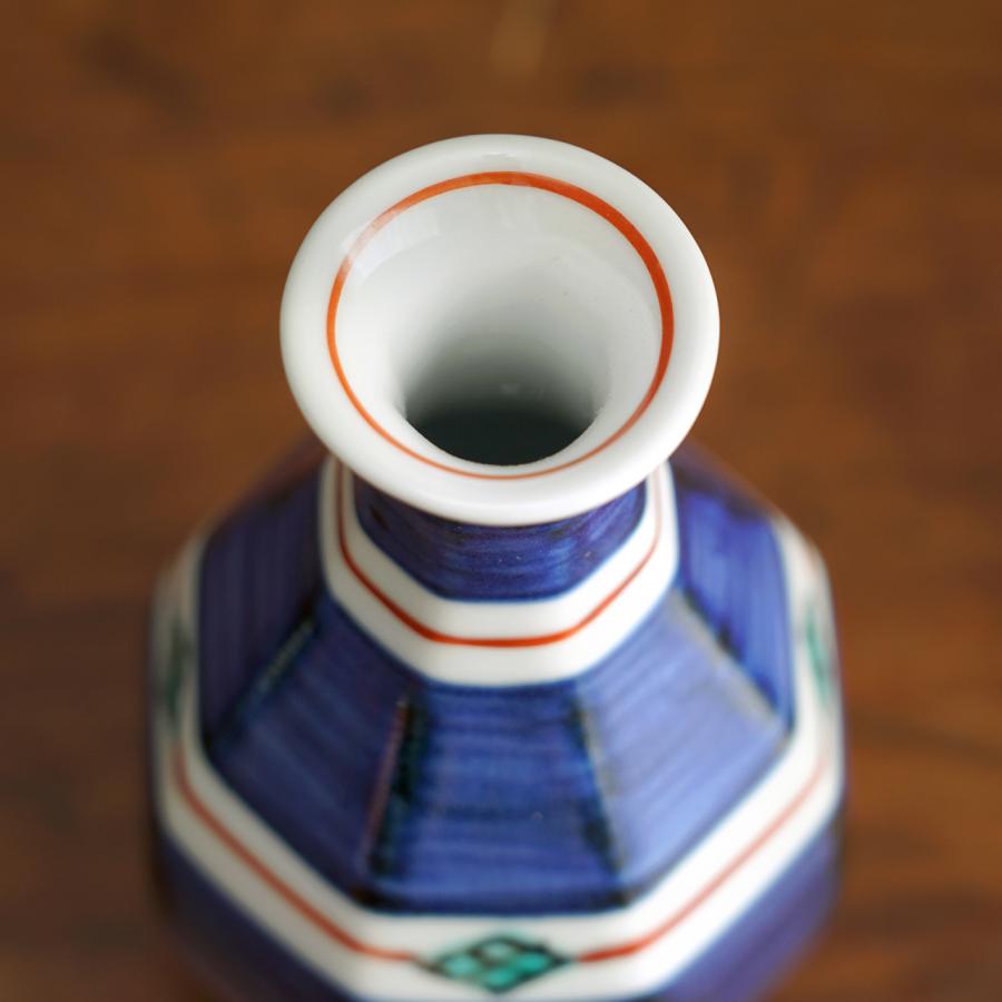 砥部焼 面取り徳利 呉須巻ひし形紋 梅山窯 愛媛県 とっくり 酒器 伝統