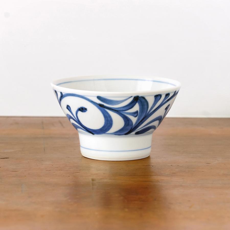 砥部焼 くらわんか 小 唐草 梅山窯 ご飯茶碗 飯碗 伝統工芸品 民藝品