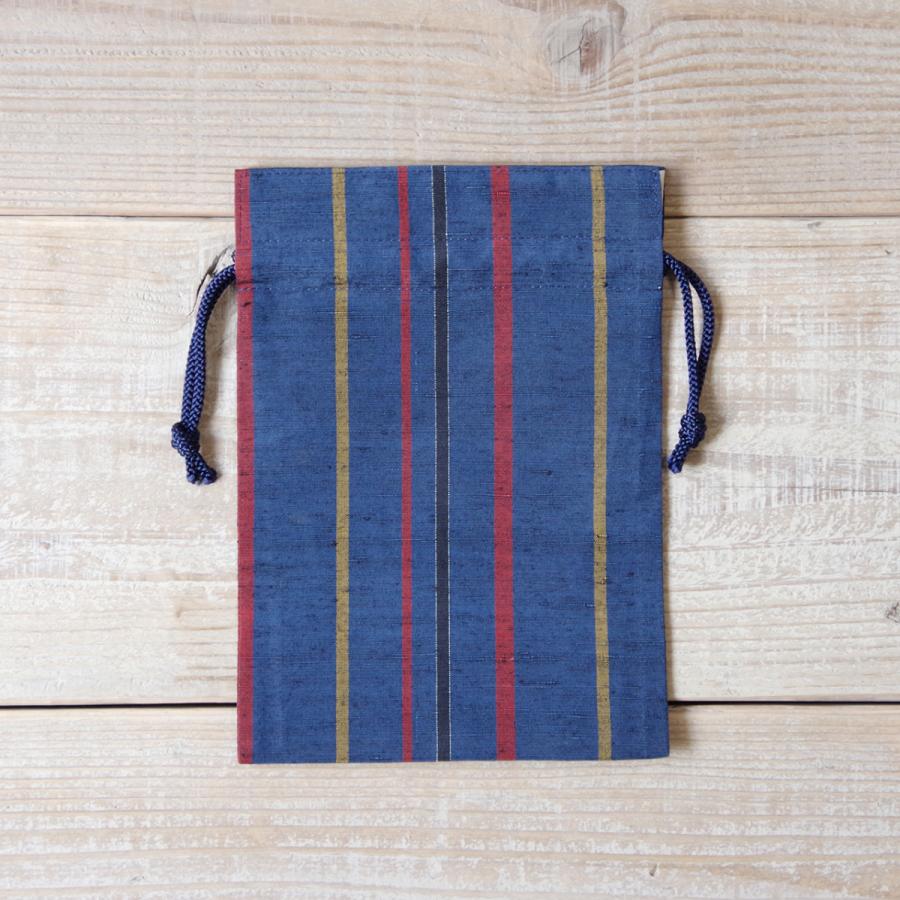 上田紬（つむぎ） 巾着袋 絹100% 長野県産 ポーチ 伝統工芸品 民藝品