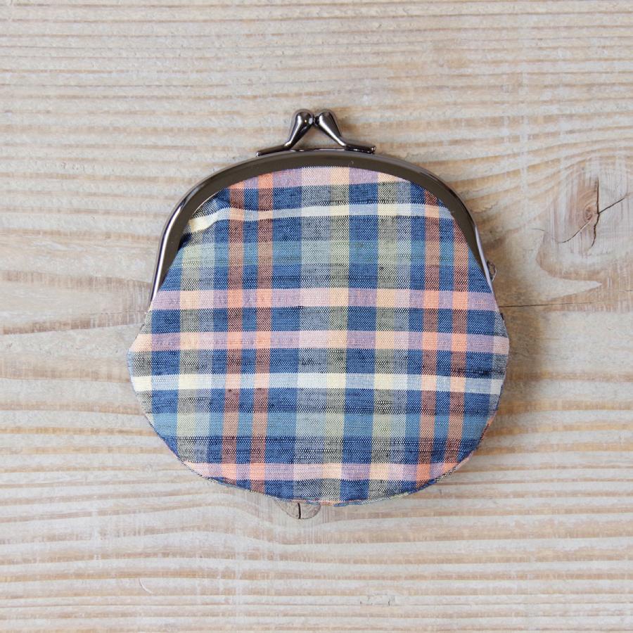 上田紬（つむぎ） がま口 中 絹100% 長野県産 04 小銭入れ ポーチ 伝統