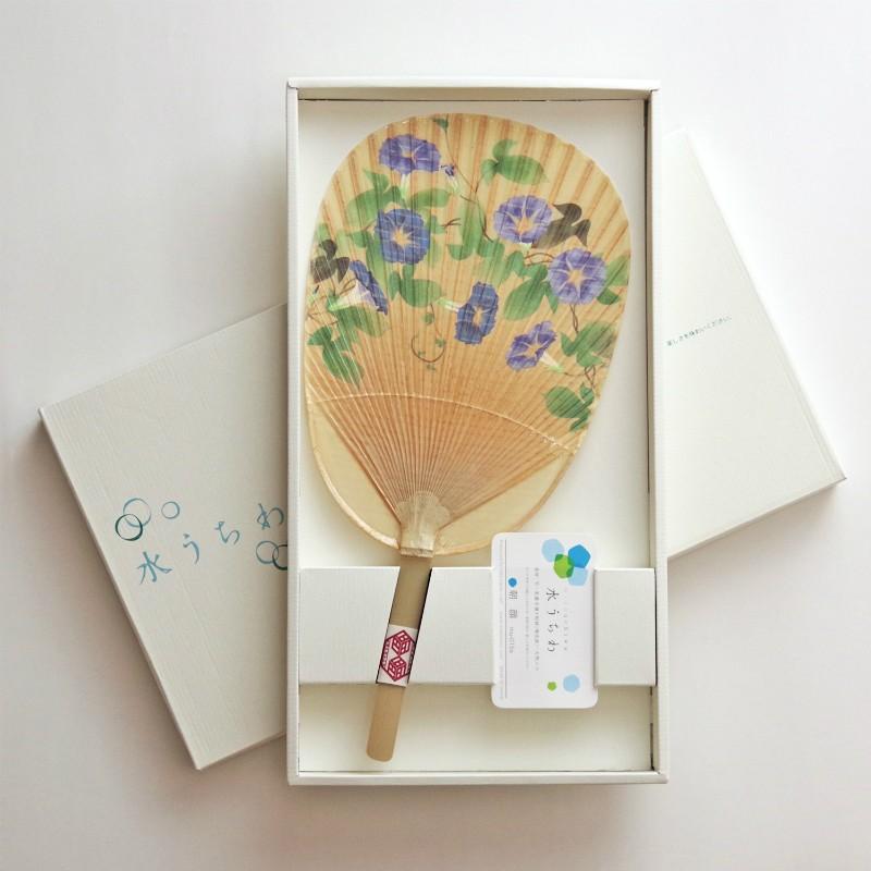 水うちわ 朝顔 家田紙工 岐阜県産 美濃手漉き和紙/丸亀うちわ 伝統工芸 