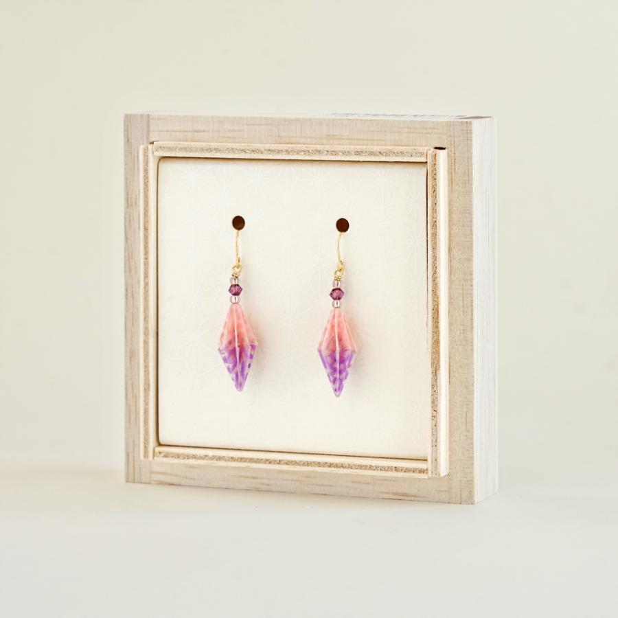 Star Anise イヤリング/ピアス 四海波（ライトピンク×パープル） 本美濃紙 伝統工芸品 民藝品 ギフト プレゼント 誕生日 お祝い 贈答品 成人祝い | 