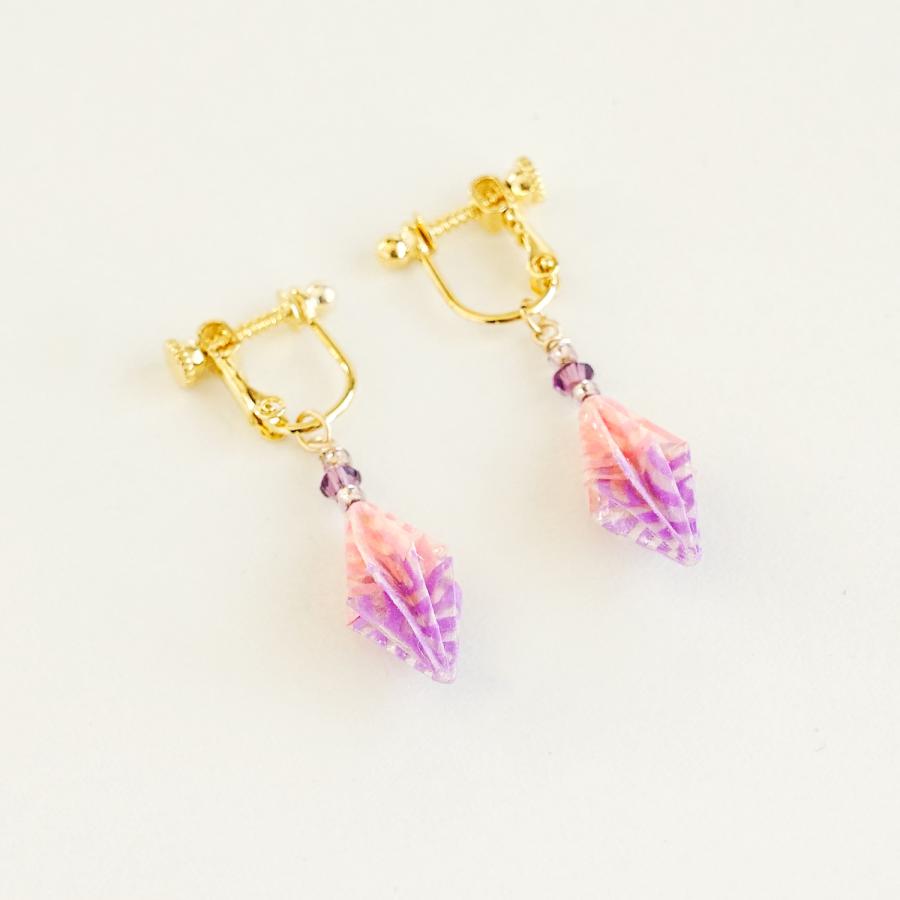 Star Anise イヤリング/ピアス 四海波（ライトピンク×パープル） 本美濃紙 伝統工芸品 民藝品 ギフト プレゼント 誕生日 お祝い 贈答品 成人祝い |  | 02