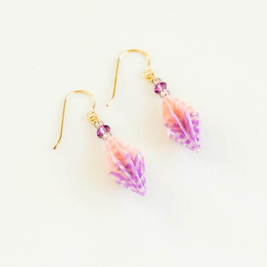 Star Anise イヤリング/ピアス 四海波（ライトピンク×パープル） 本美濃紙 伝統工芸品 民藝品 ギフト プレゼント 誕生日 お祝い 贈答品 成人祝い |  | 03