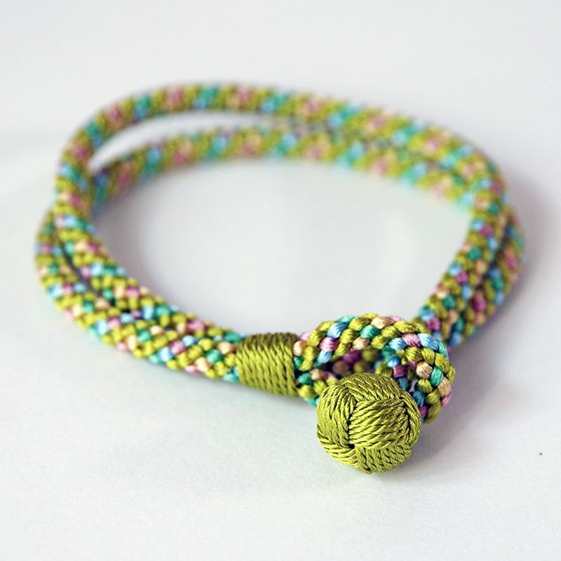 京くみひも 二重巻きブレスレット 利休（緑） 昇苑くみひも 組紐