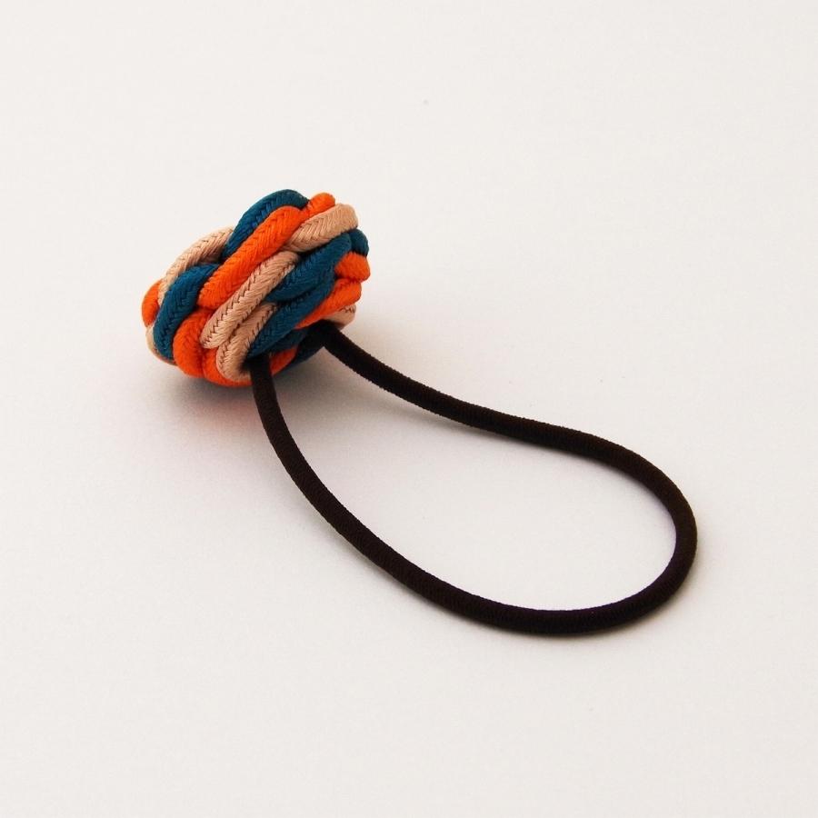 京くみひも 髪飾り いちりんヘアゴム [緑×オレンジ] 昇苑くみひも 組紐アクセサリー 民藝品 ギフト プレゼント 誕生日 お祝い 贈答品 成人祝い |  | 02