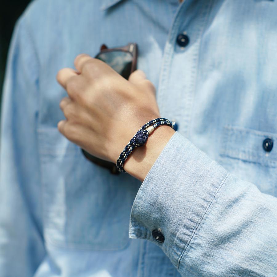 京くみひも 二重巻きブレスレット 別注カラー ネイビー×サンドベージュ