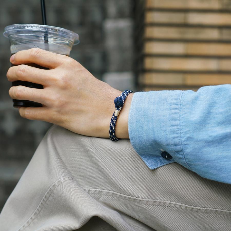 京くみひも 二重巻きブレスレット 別注カラー ネイビー×サンドベージュ