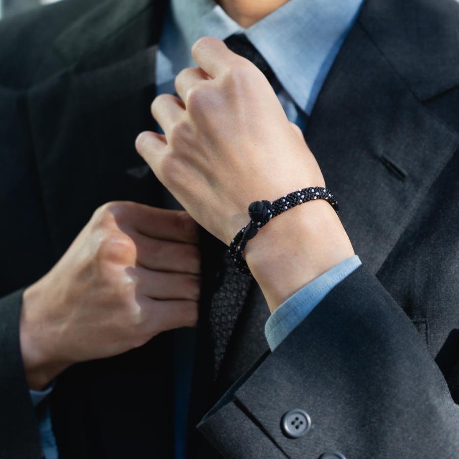 京くみひも 二重巻きブレスレット 別注カラー Urban Black ＜黒＞ 昇苑くみひも 京都 組紐ブレスレット 組紐アクセサリー ギフト プレゼント |  | 05