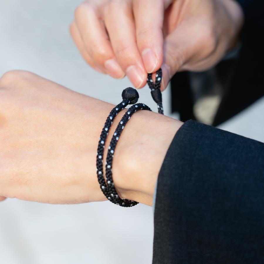 京くみひも 二重巻きブレスレット 別注カラー Urban Black ＜黒＞ 昇苑くみひも 京都 組紐ブレスレット 組紐アクセサリー ギフト プレゼント |  | 08