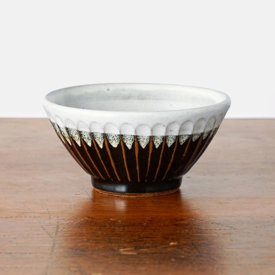 俊彦窯 しのぎ手飯茶碗 掛け分け 丹波焼 兵庫県 清水俊彦 伝統工芸品