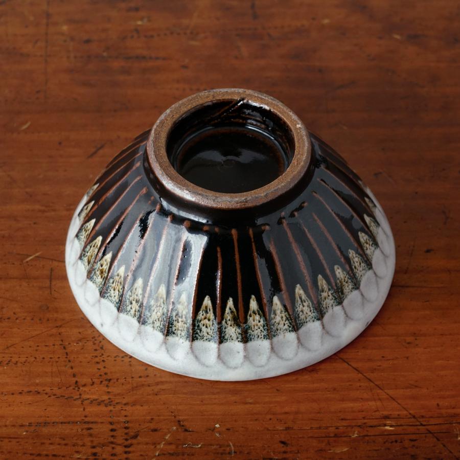 俊彦窯 しのぎ手飯茶碗 掛け分け 丹波焼 兵庫県 清水俊彦 伝統工芸品