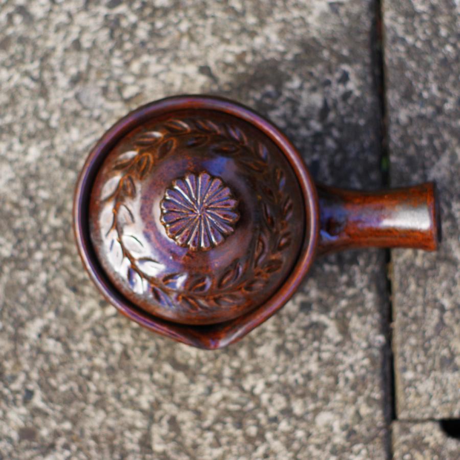 山内卓夫 片手鍋 黒／飴色 信楽焼 滋賀県産 土鍋 伝統工芸品 民藝品