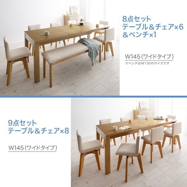 ダイニングテーブル 単品 伸長式テーブル幅145〜175〜205cm 8人用 おしゃれな北欧デザイン｜table-lukit｜16