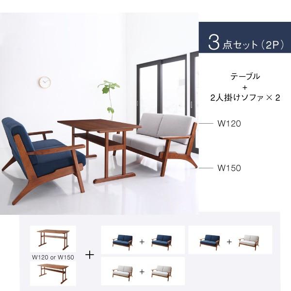 ダイニングソファーテーブルセット 4人 3点 〔テーブル150cm+2Pソファ2脚〕｜table-lukit｜14