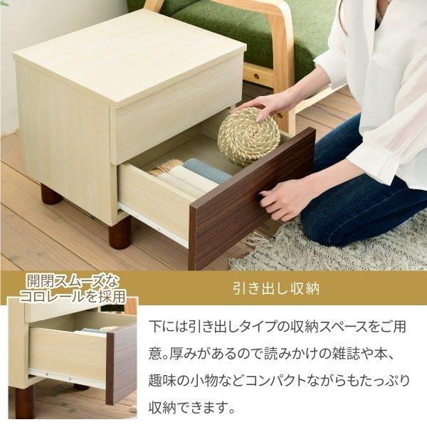 リフティング サイドテーブル 〔幅40×奥行37.5(取っ手除く35)×高さ43cm〕 リフトアップ 昇降 ソファ横 引き出し マガジンラック ブラウン 木製｜table-lukit｜12