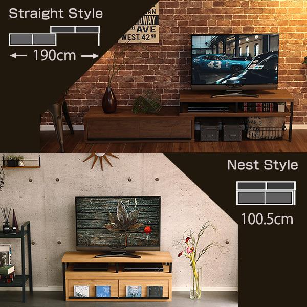 テレビ台 伸縮 〔W100.5〜190xD29.3xH40cm〕 完成品 ヴィンテージ調｜table-lukit｜10