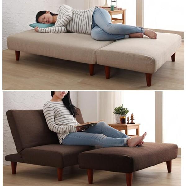 リクライニングソファベッド 2つのパーツでレイアウト自在 42段階