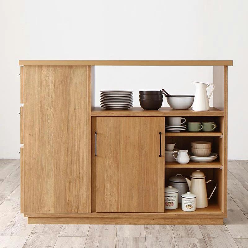 キッチンカウンター 幅120cm 国産 日本製 3面収納 ウォールナット