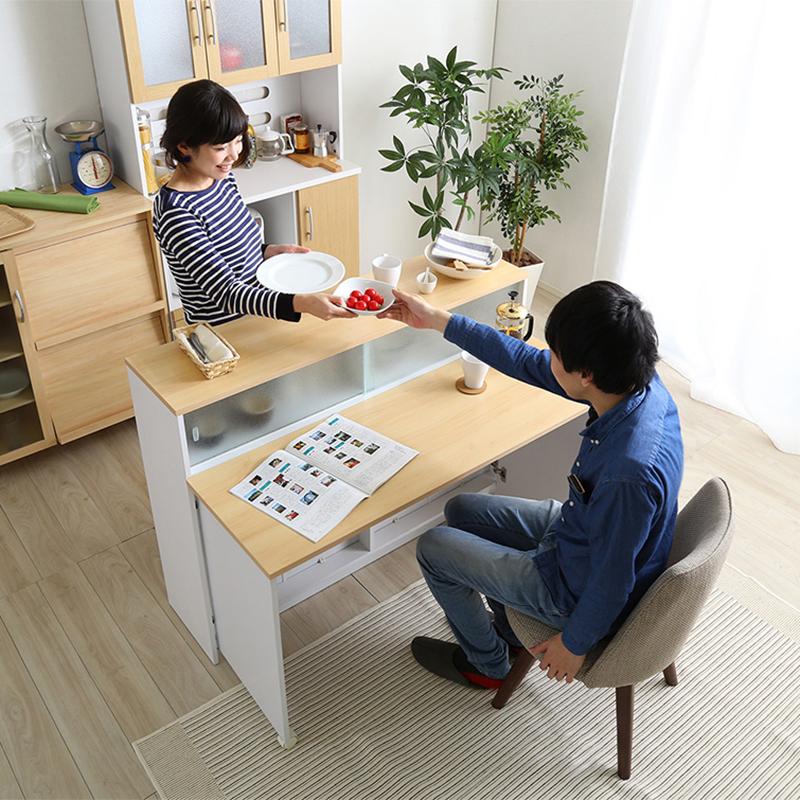 キッチンカウンター 幅120cm ブラウン／バタフライテーブル付き キッチンカウンター 幅 120cm ブラウン色 全2色 対面式 バタフライ
