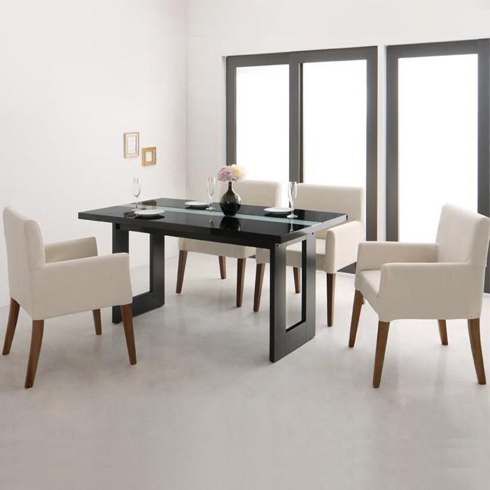 ダイニングテーブル 幅150cm 鏡面仕上げ センターガラス