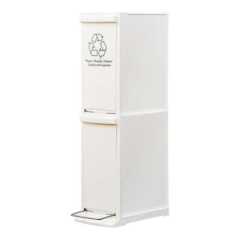 2段 ダストボックス 2台セット 分別 フラップ式とペダル式 ホワイト 10L×2か所 幅21cm 日本製 スリム ゴミ箱 ごみばこ  DOCO-DB |  | 13