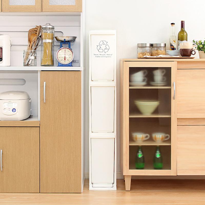 3段 ダストボックス 1台単品 分別 フラップ式とペダル式 ホワイト 10L×3か所 幅21cm 日本製 スリム ゴミ箱 ごみばこ 店舗用 DOCO-DB |  | 01