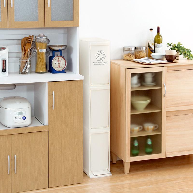 3段 ダストボックス 1台単品 分別 フラップ式とペダル式 ホワイト 10L×3か所 幅21cm 日本製 スリム ゴミ箱 ごみばこ 店舗用 DOCO-DB |  | 02